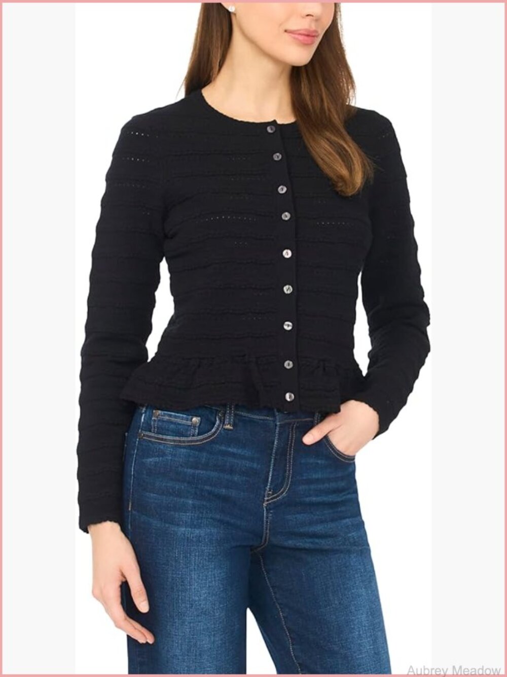 Women's Pointelle Knit Cardigan Button Front Lightweight